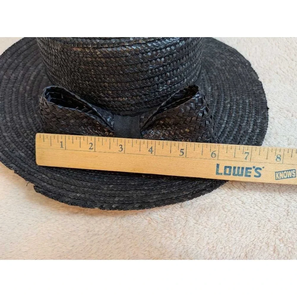 Betmar Black Straw Hat Womens Bow Accent Made in Italy Fashion Sun Hat - Picture 12 of 14